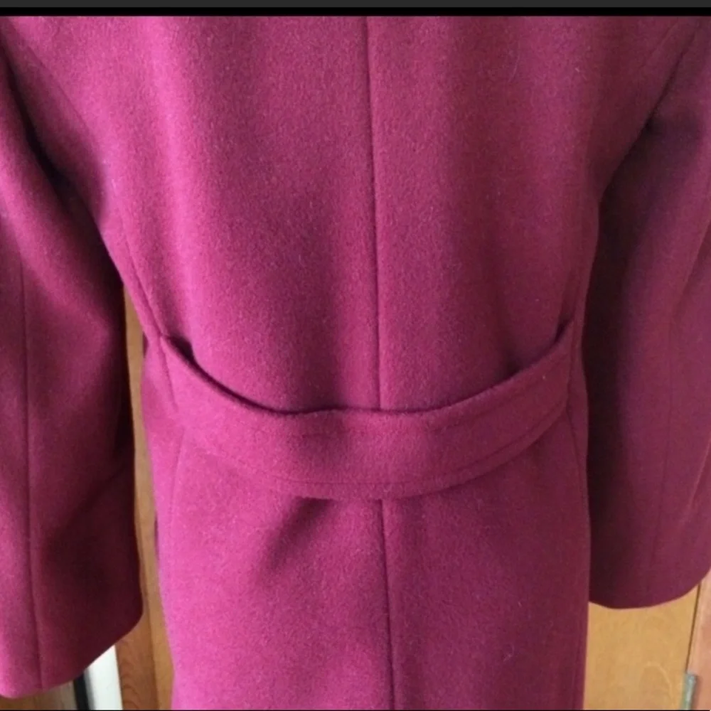 Liz Claiborne Wine Berry Lined Lambswool Coat - Picture 4 of 8